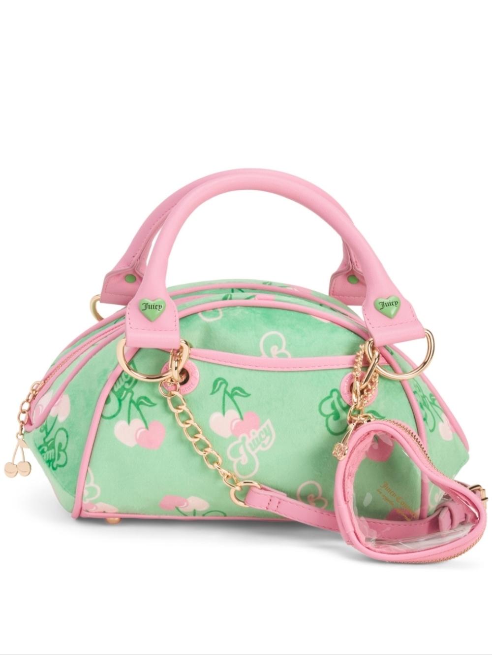 NWT Green Pink Juicy Couture Retro Juicy Cherry Crossbody